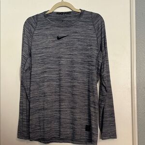 Nike Pro Blue Gray Dri-Fit Long Sleeve Shirt